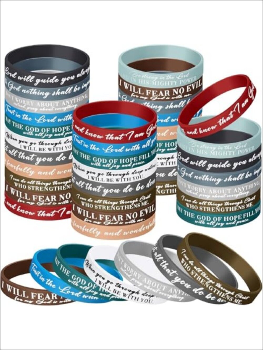 24 Bible Verse Silicone Bracelets Christian Wristbands Party Favors